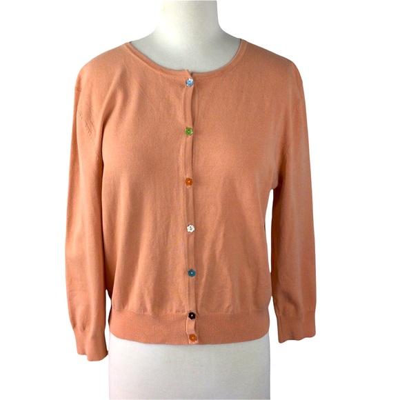 Spenser Jeremy Sweaters - Spenser Jeremy Coral Silk Blend Cardigan Sweater, Large